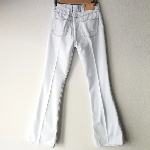 Golden Goose High Rise Boot Cut Jeans Light Wash Bleached Blue Size 26 - Picture 5 of 14